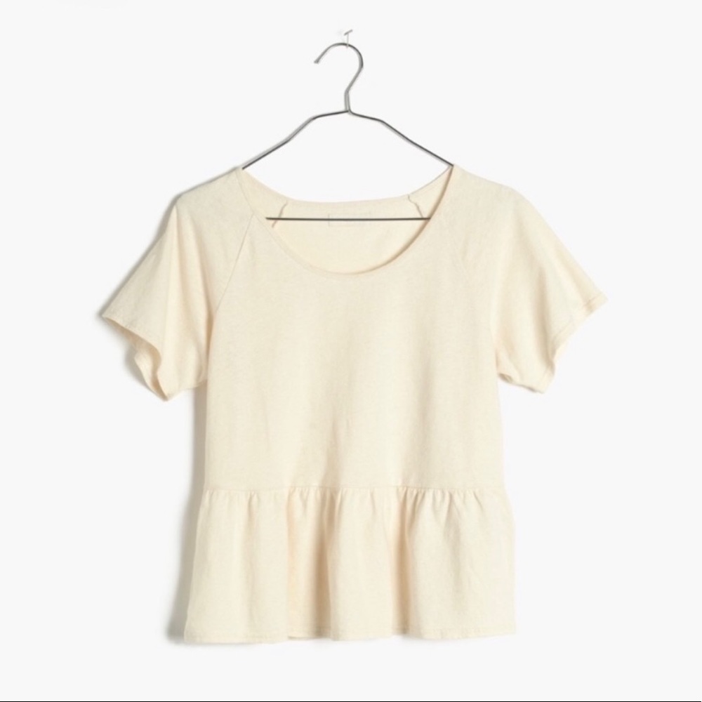 Madewell cream peplum tee size XS